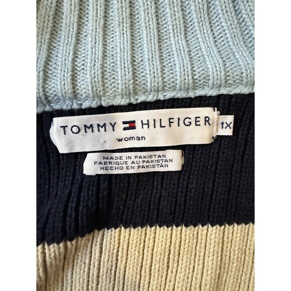 VTG Tommy Hilfiger Sweater full zip Women's M-L Rainbow striped Colorblock - Picture 3 of 9